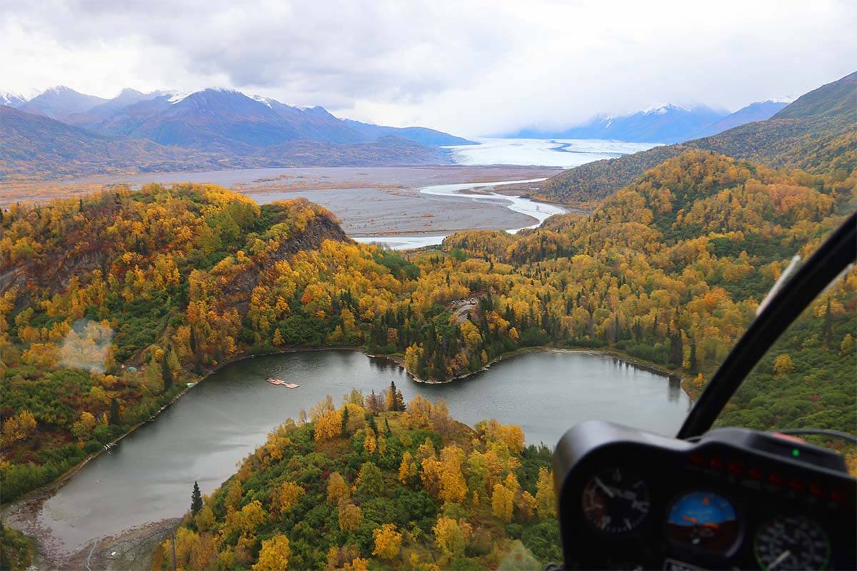 Alaska scenery from a helicopter on the way to Knik Glacier