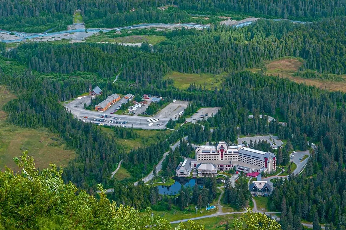 Alyeska Resort aerial view from Mt Alyeska Alaska