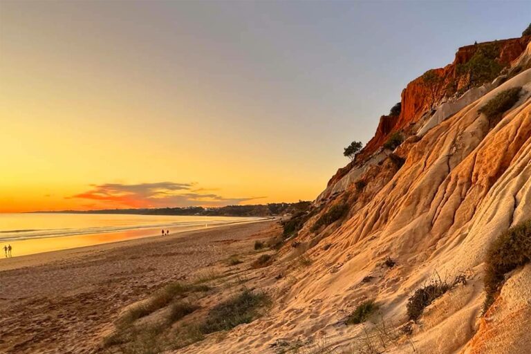 Falésia Beach in Algarve Portugal at sunset