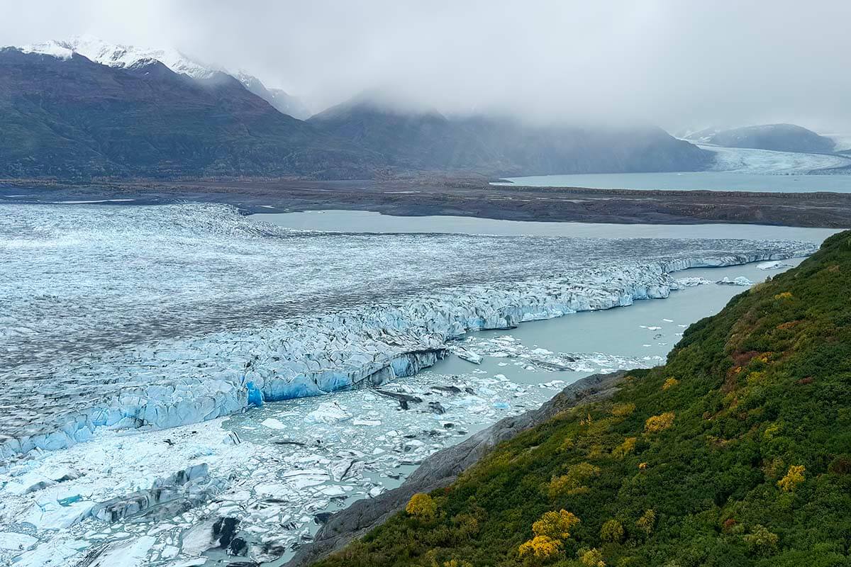 Helicopter view over Knik Glacier Alaska