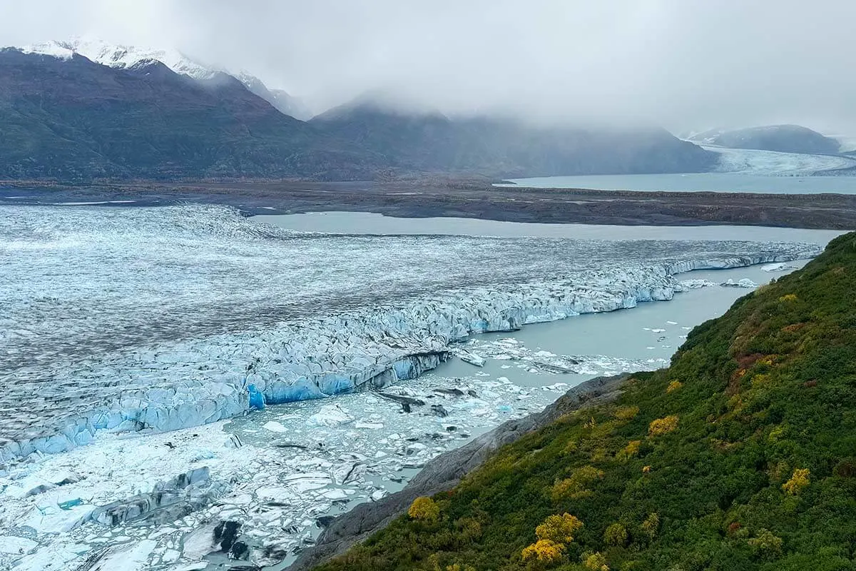 Helicopter view over Knik Glacier Alaska