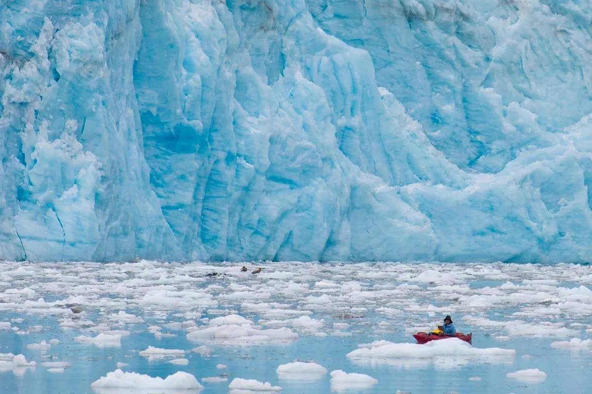 Kayaking at a tidal glacier in Alaska