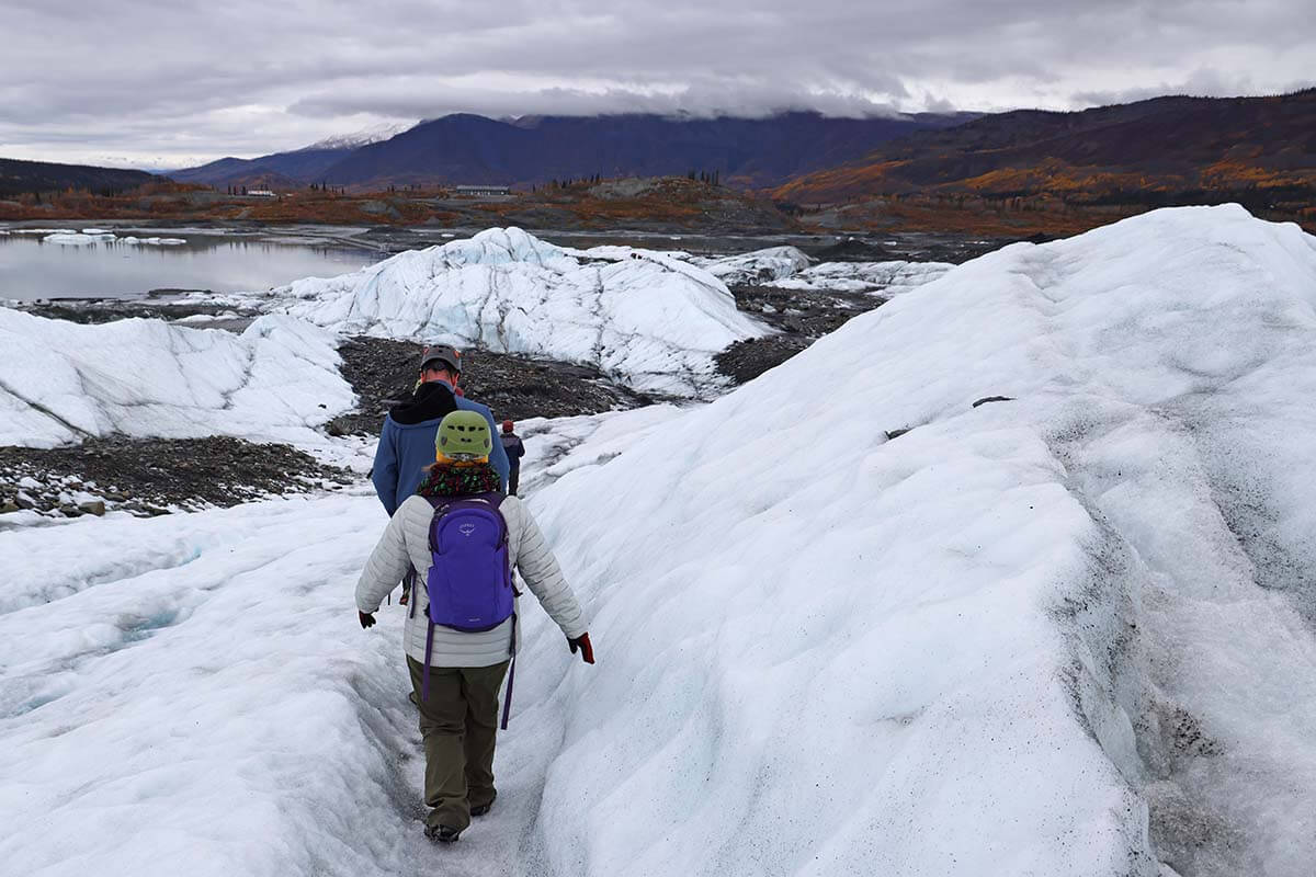 People hiking on Matanuska Glacier in Alaska