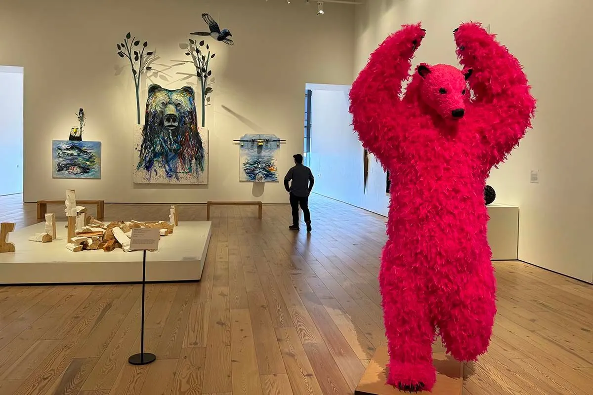 Pink bear sculpture at the Anchorage Museum