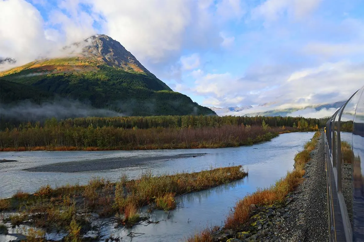 Scenery on Alaska Railroad journey between Anchorage and Seward