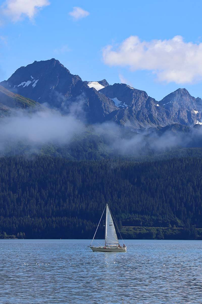 Seward waterfront mountain and Resurrection Bay scenery