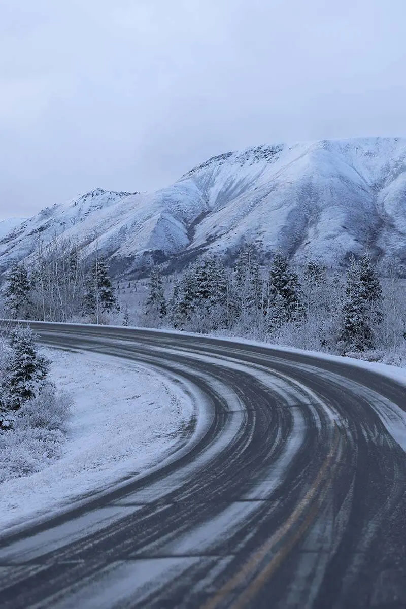 Snow on Denali Park Road in September