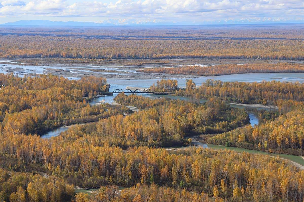 Susitna River Valley aerial view near Talkeetna Alaska