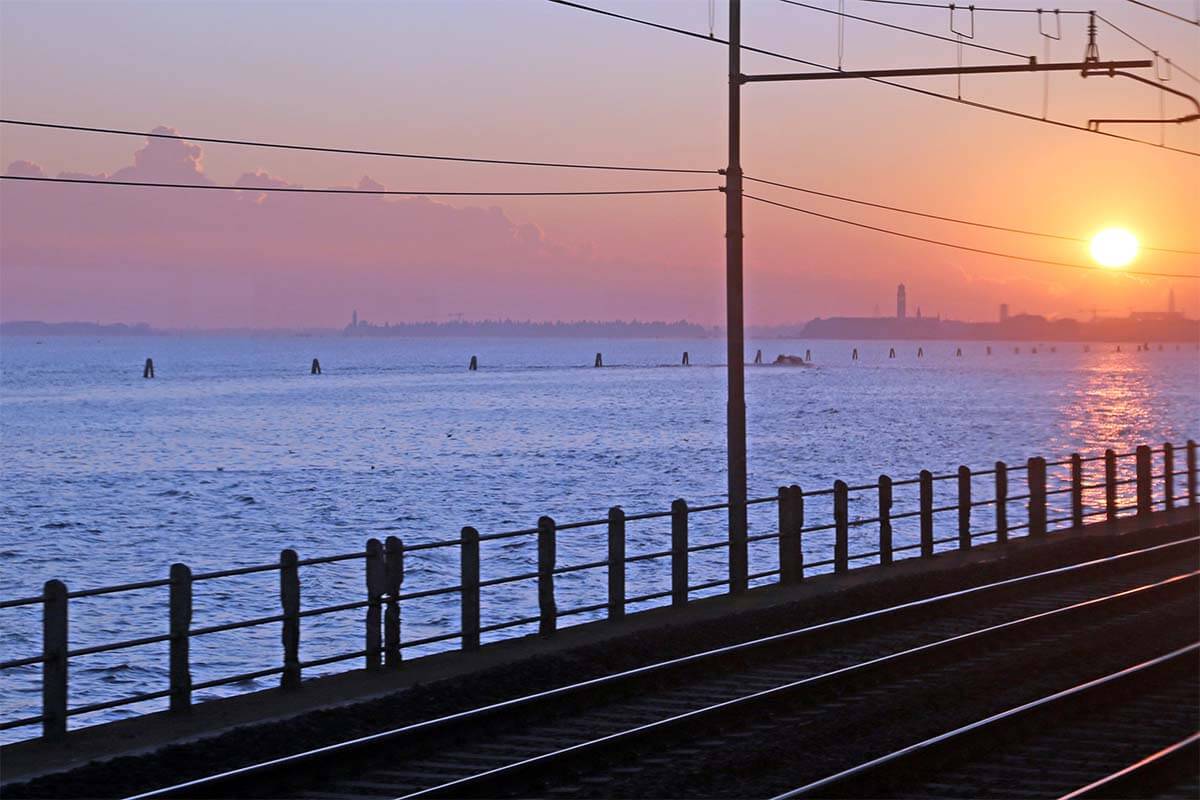 Ponte della Liberta from Mestre to Venice Italy