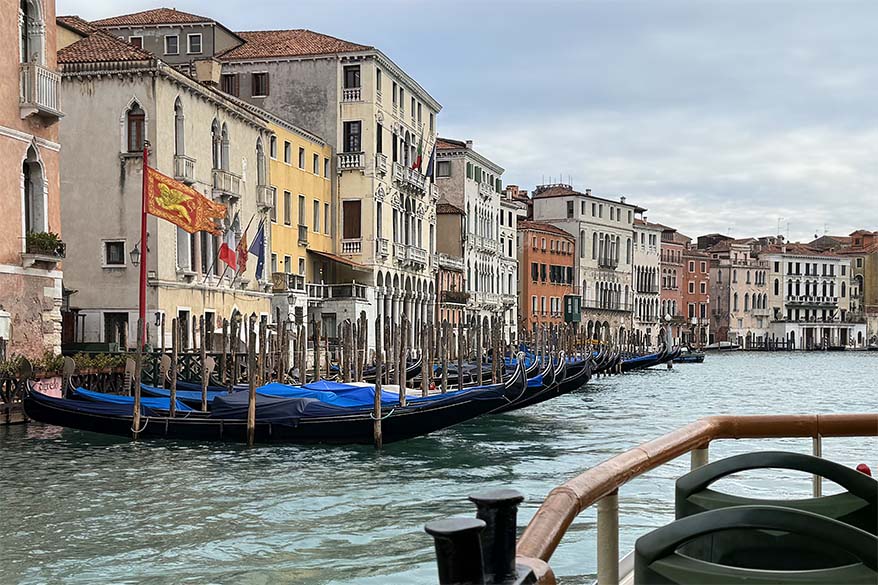 View from vaporetto water bus on Grand Canal in Venice