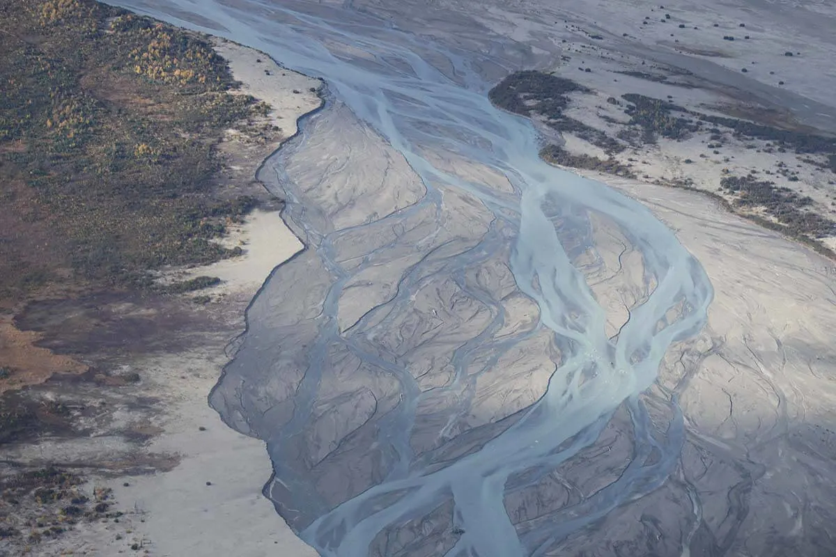 Aerial view of Alaskan scenery on a flight between Lake Clark and Anchorage