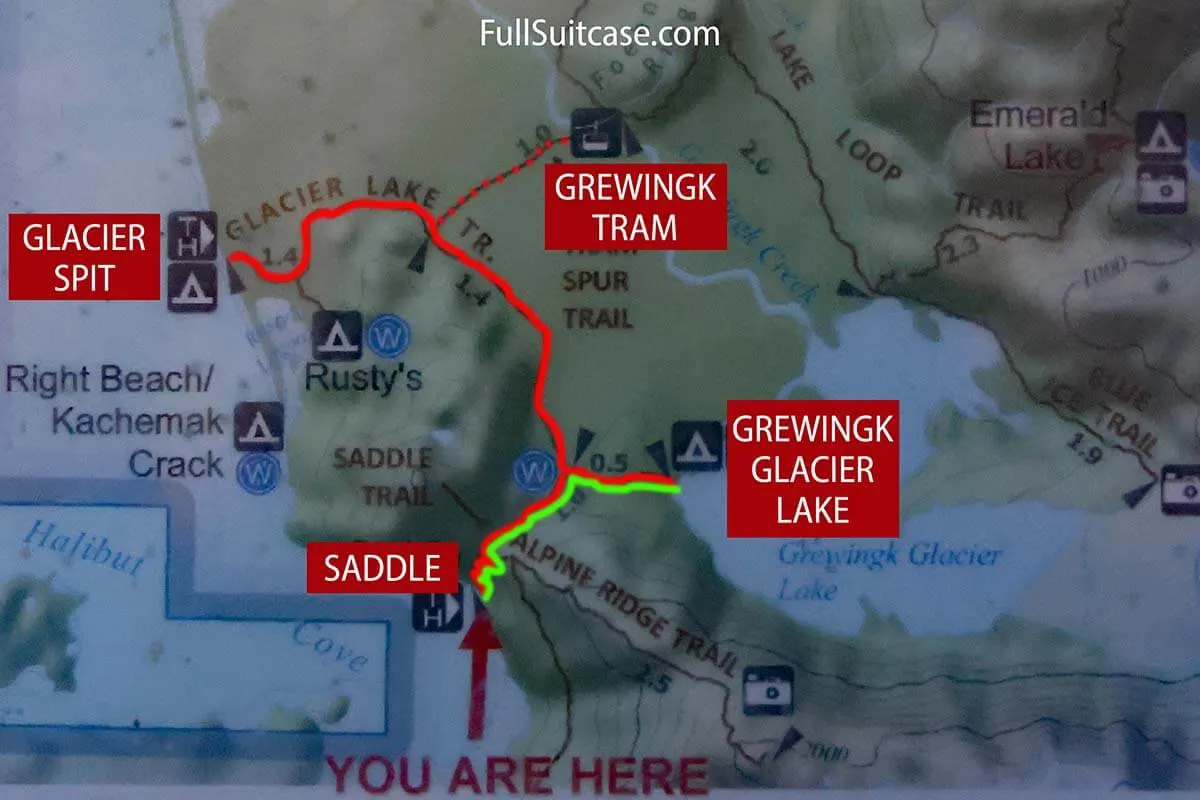 Grewingk Glacier Lake Trail Map