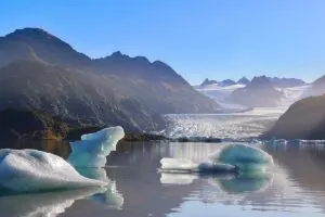 Grewingk Glacier Lake in Alaska