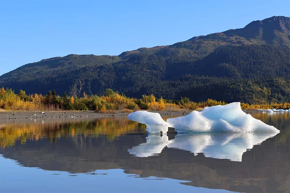 Icebergs on Grewingk Glacier Lake in Alaska