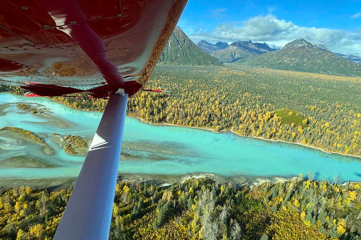 Lake Clark National Park aerial view from an airplane - Alaska bear viewing tour