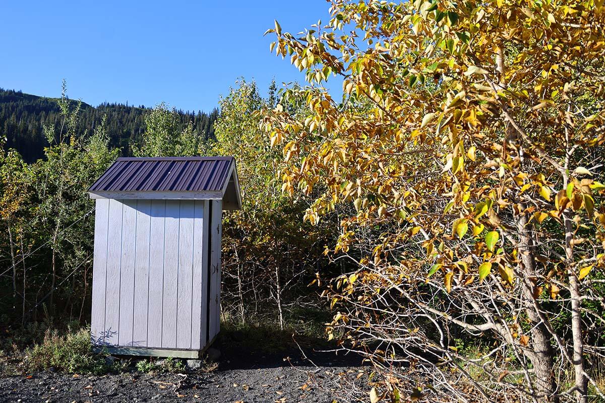 Outdoor toilet at Grewingk Glacier Lake in Alaska