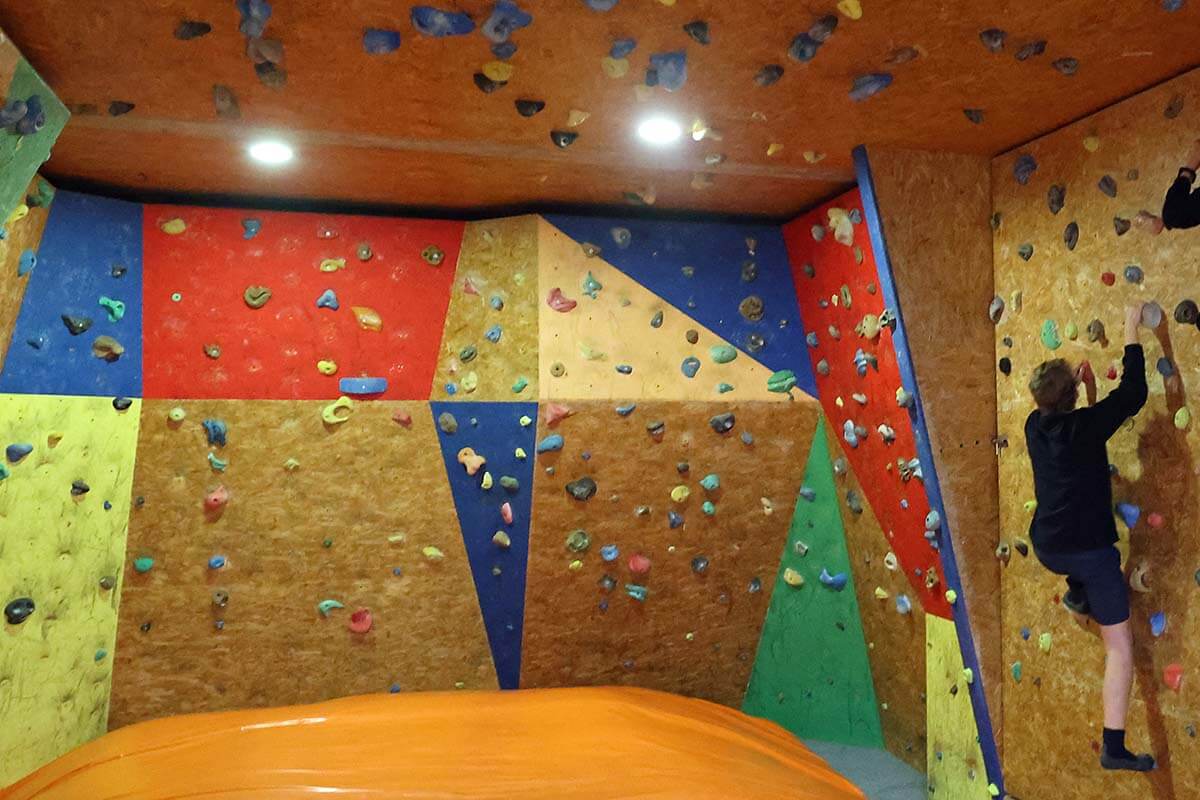 Climbing wall at Leukerbad sportarena - things to do in Leukerbad with kids