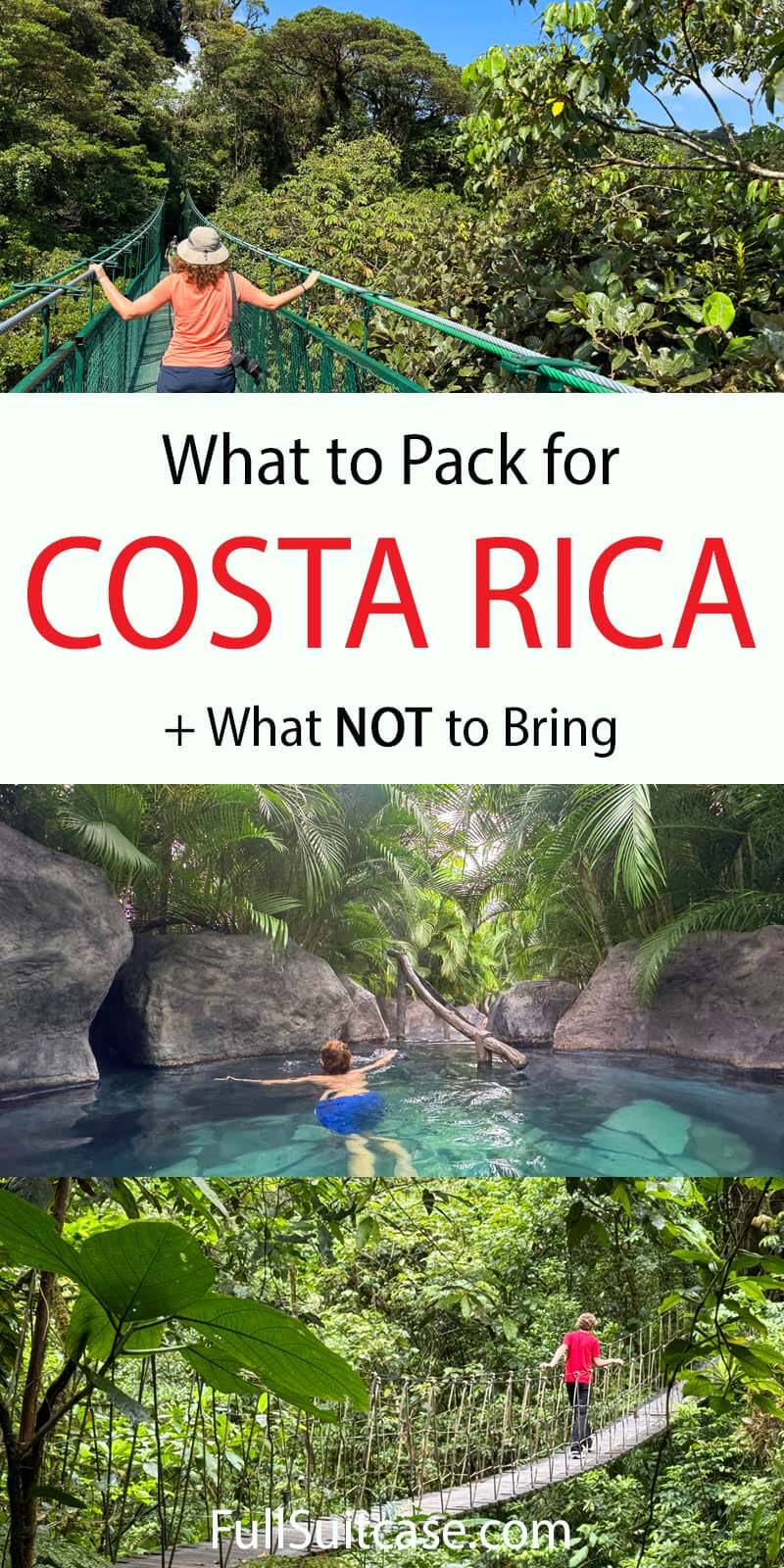 Costa Rica packing list for tourists