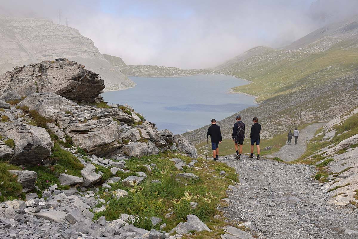 Daubensee mountain lake in Leukerbad Switzerland