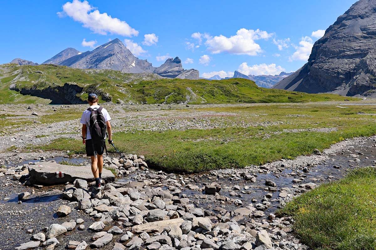 Hiking at Gemmi Pass in Leukerbad Switzerland