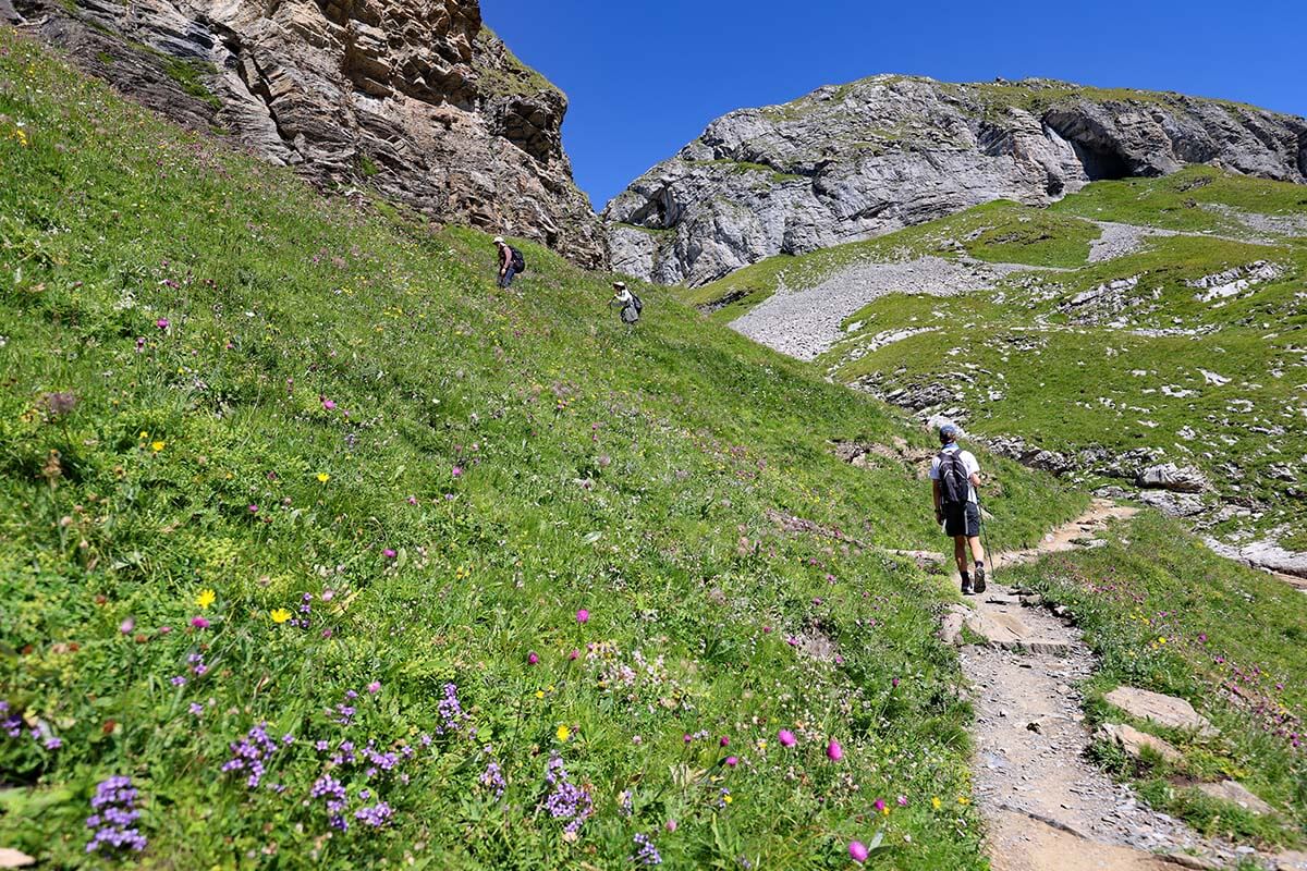 Hiking at Gemmi Pass in Switzerland