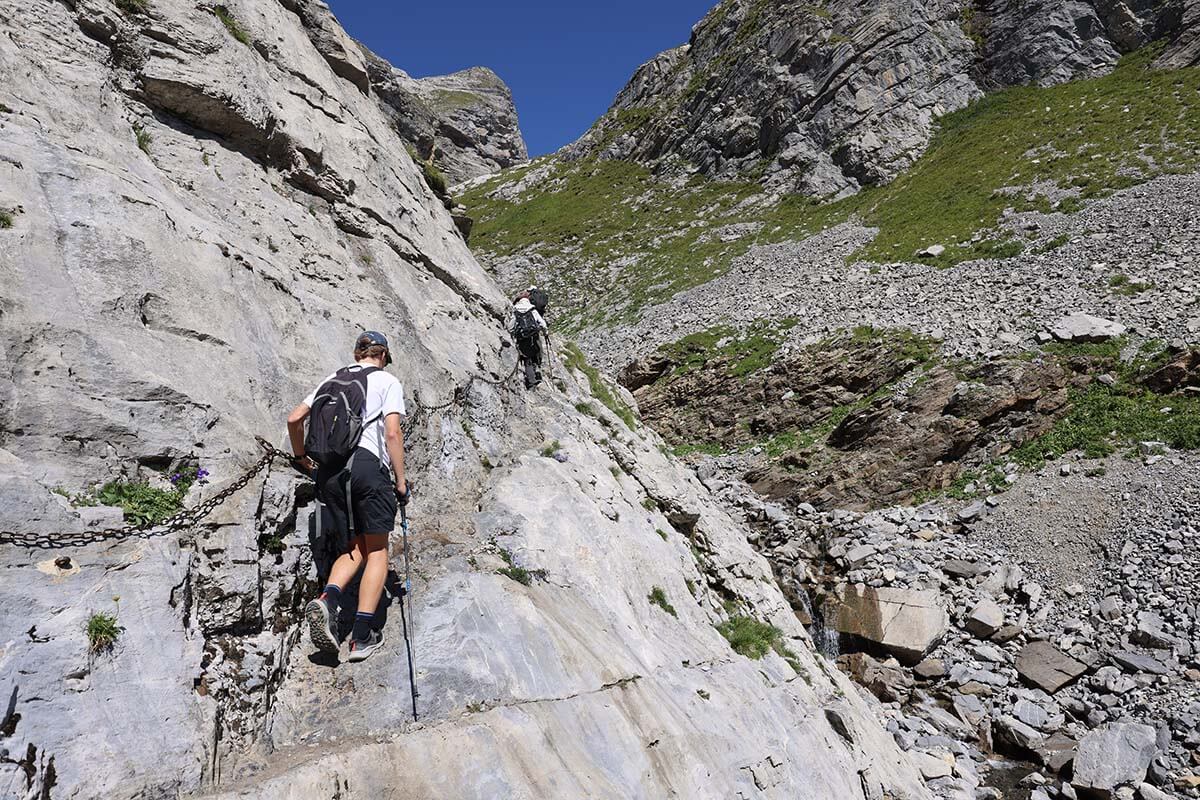 Lammerenhutte hiking trail - steep final section to teh mountain hut