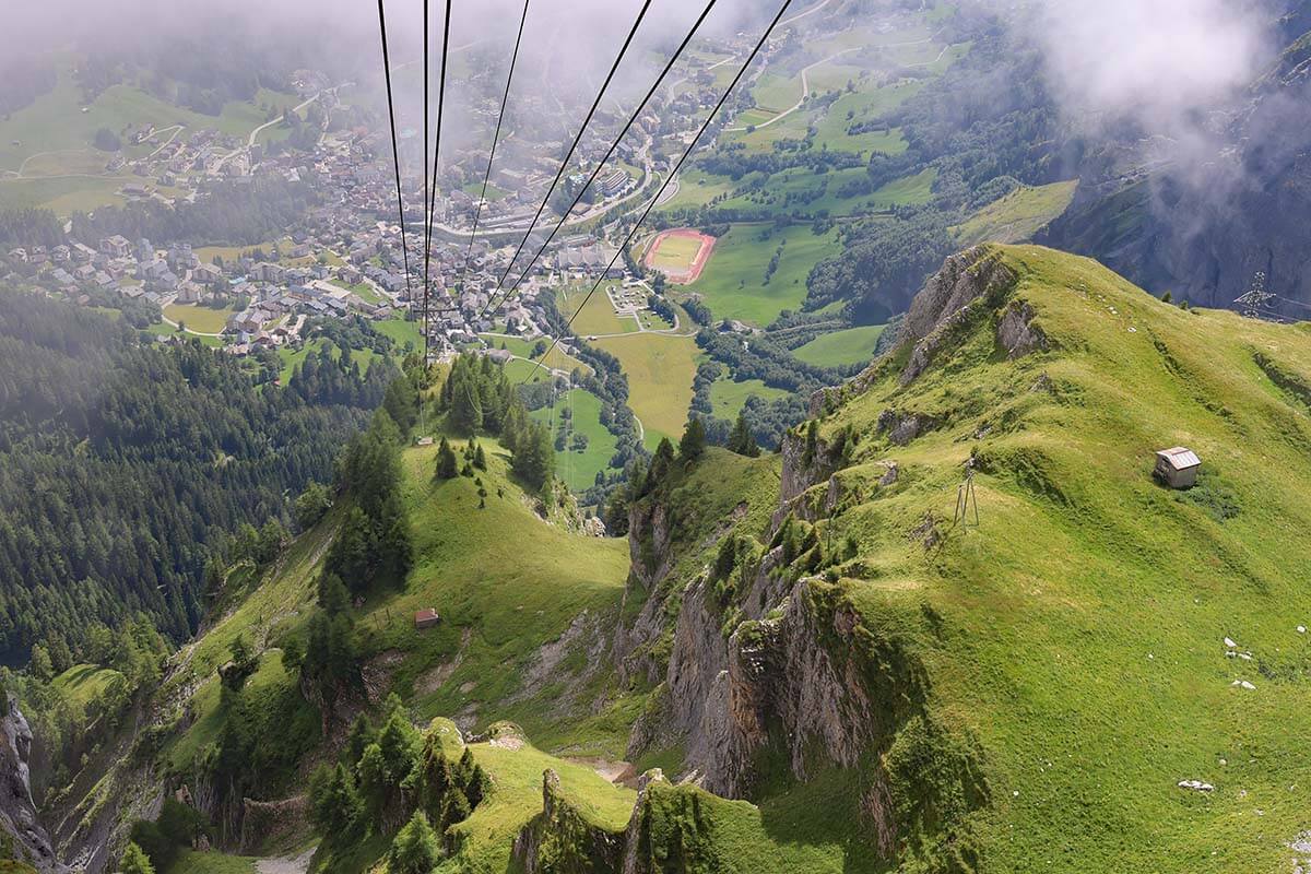 Leukerbad, Switzerland - view from Gemmi cabke car