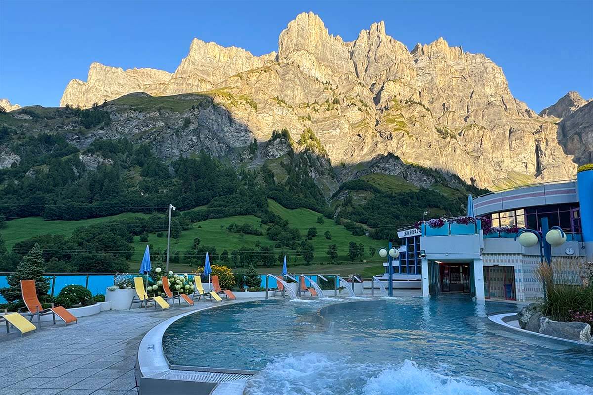 Leukerbad Therme geothermal baths in the Swiss Alps