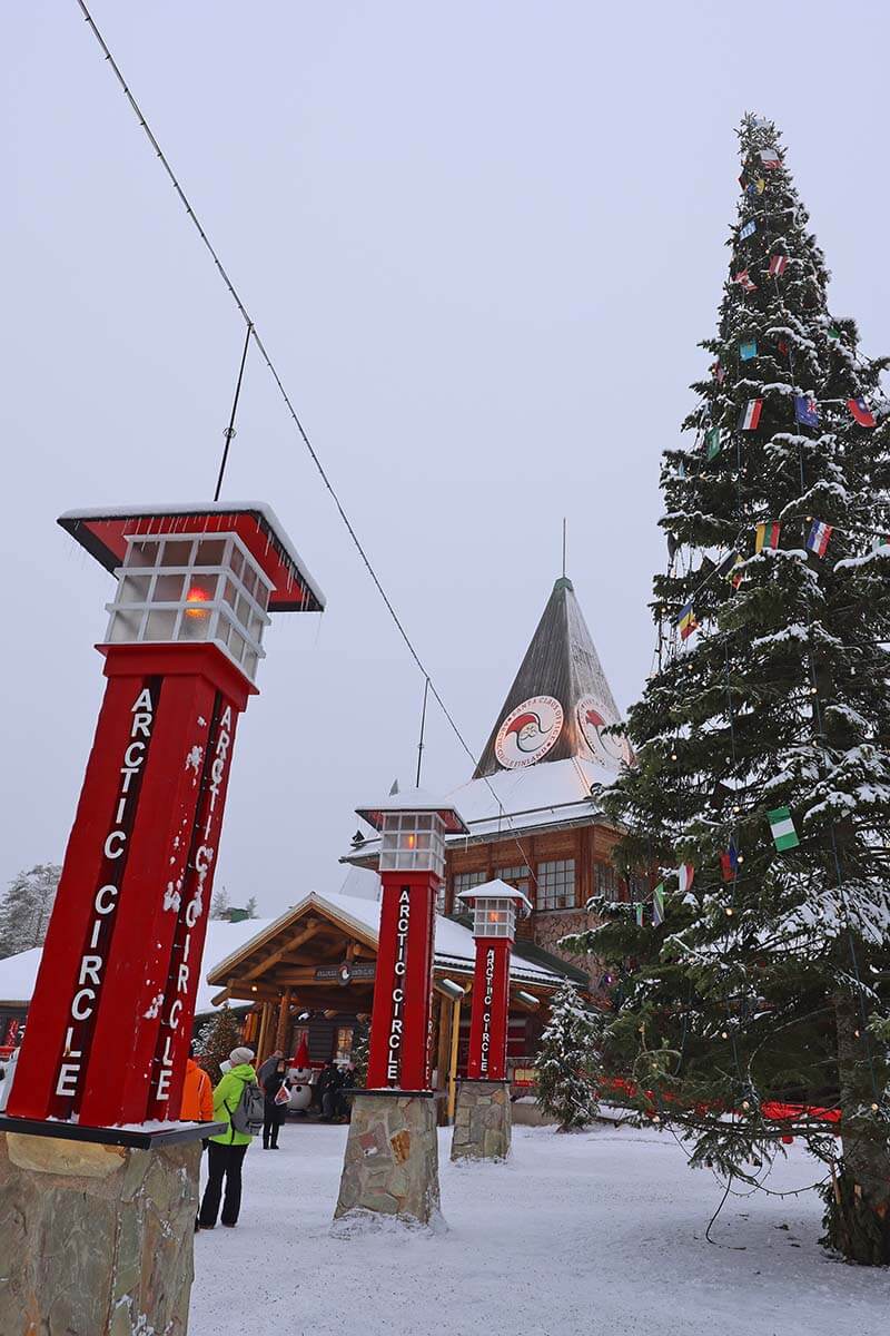 Arctic Circle at Santa Claus Village in Rovaniemi without crowds in March