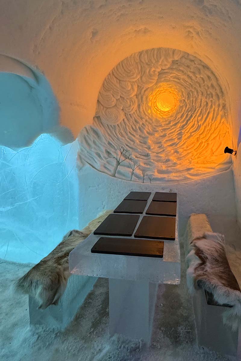 Ice restaurant at the Arctic SnowHotel in Rovaniemi Lapland