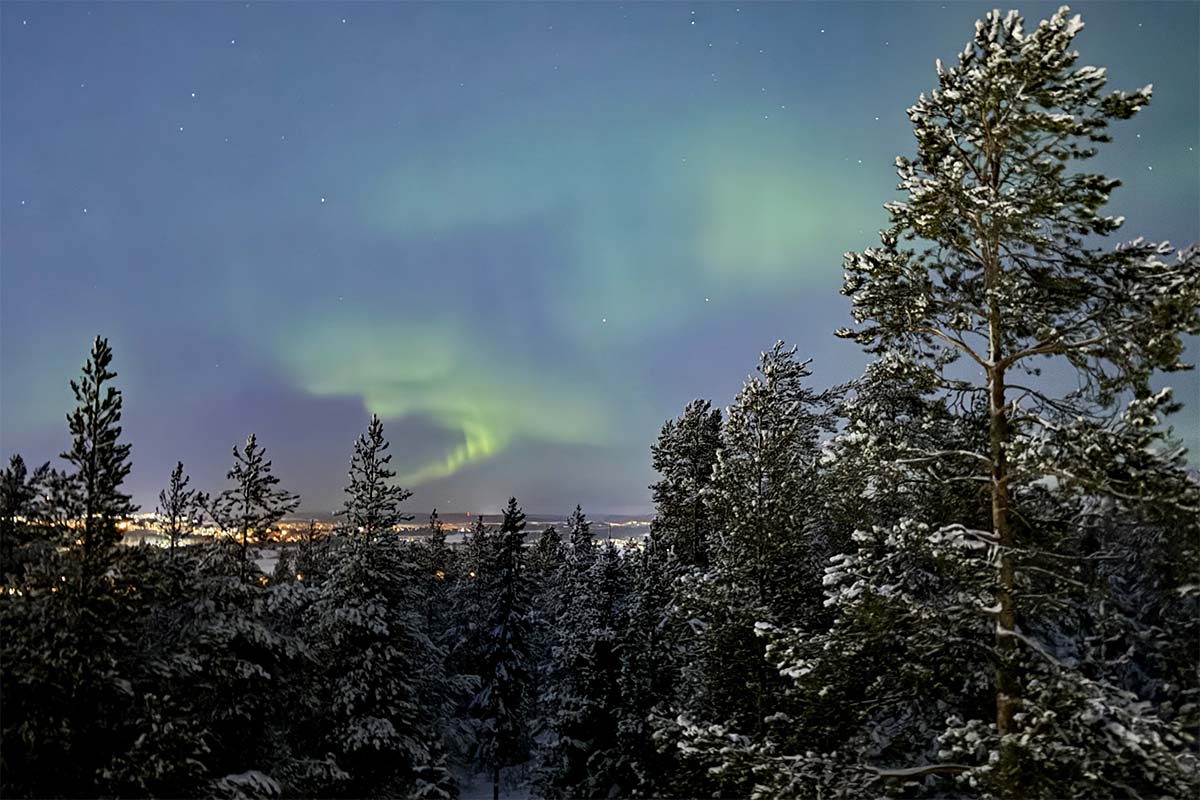 Norther Lights in Rovaniemi view from Ounasvaara hill