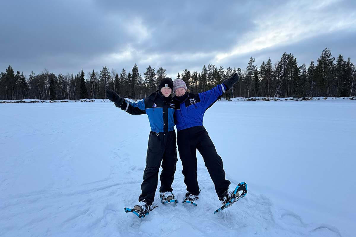 Snowshoeing in Rovaniemi in winter