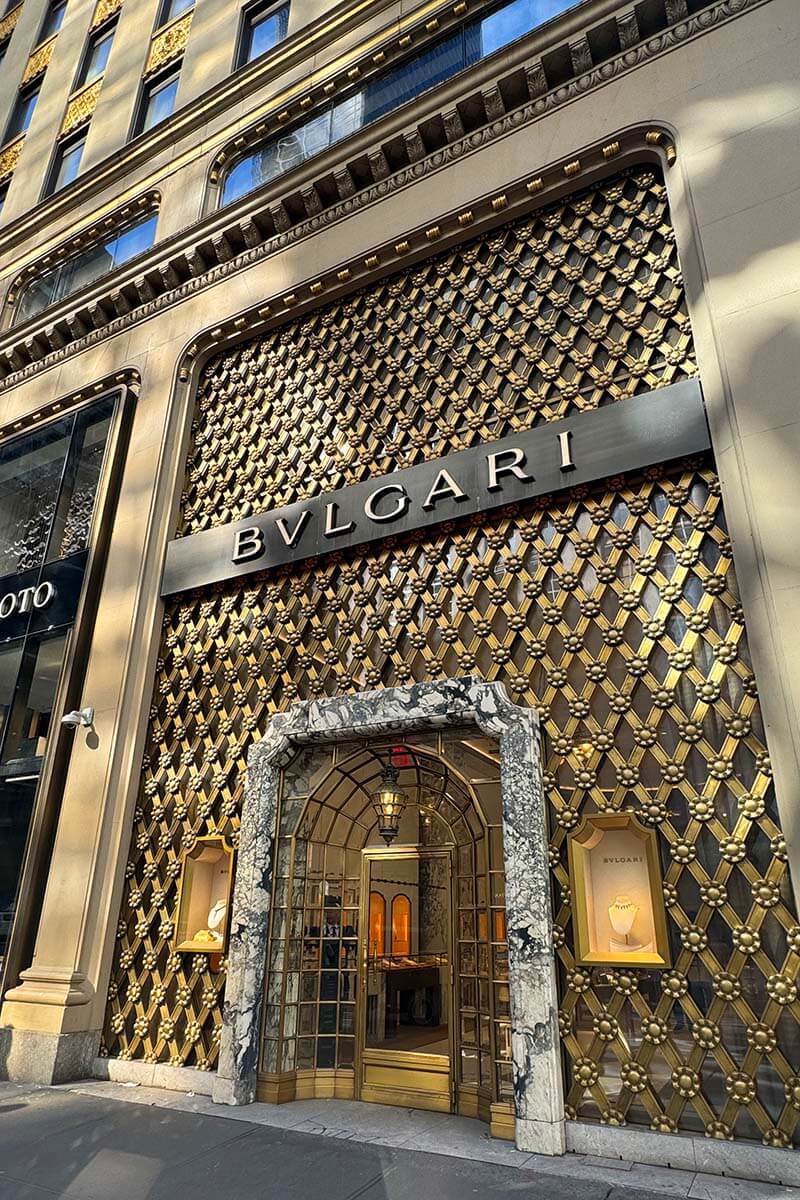 Bulgari flagship store on 5th Avenue in New York City