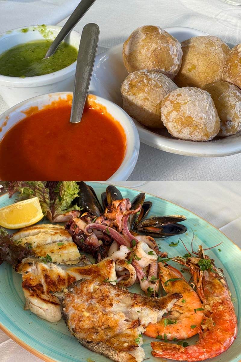 Canary potatoes and seafood in Tenerife Spain