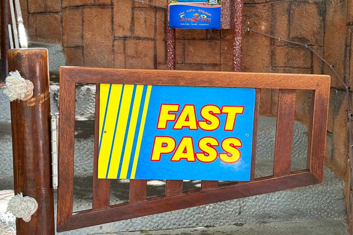 Fast Pass priority entrance at Siam Waterpark in Tenerife