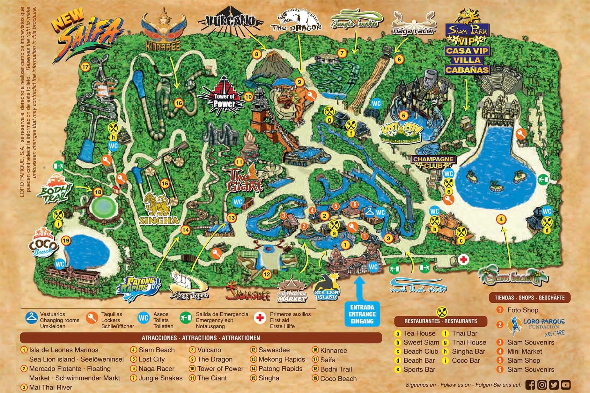 Map of Siam Park Tenerfie