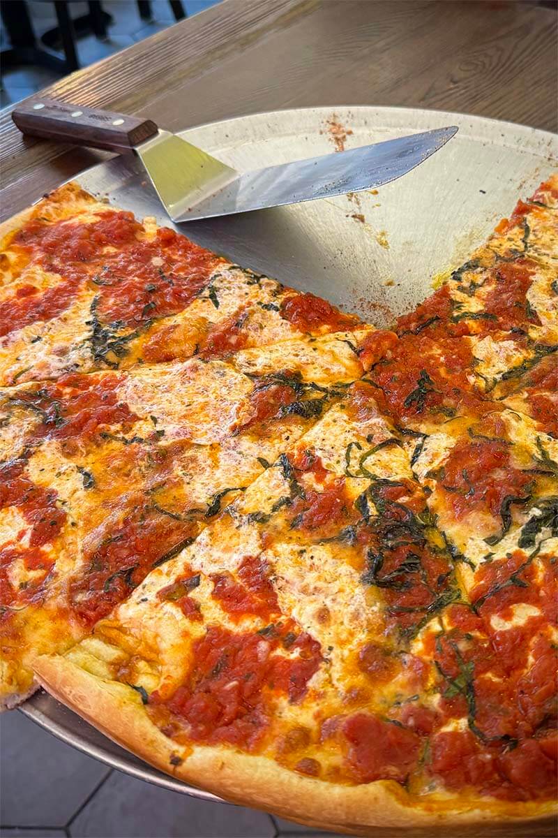 New York style pizza at a restaurant in Little Italy, NYC