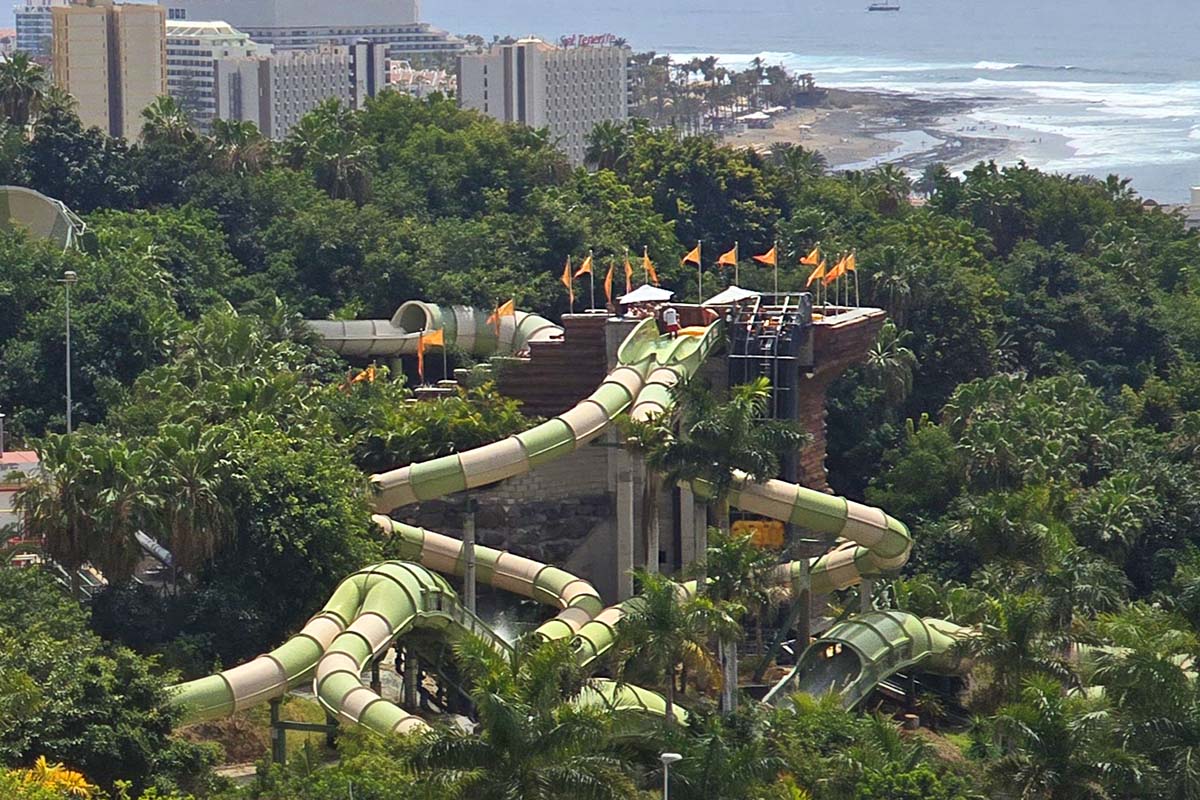 Saifa water slide and Siam Park aerial view - Costa Adeje Tenerife