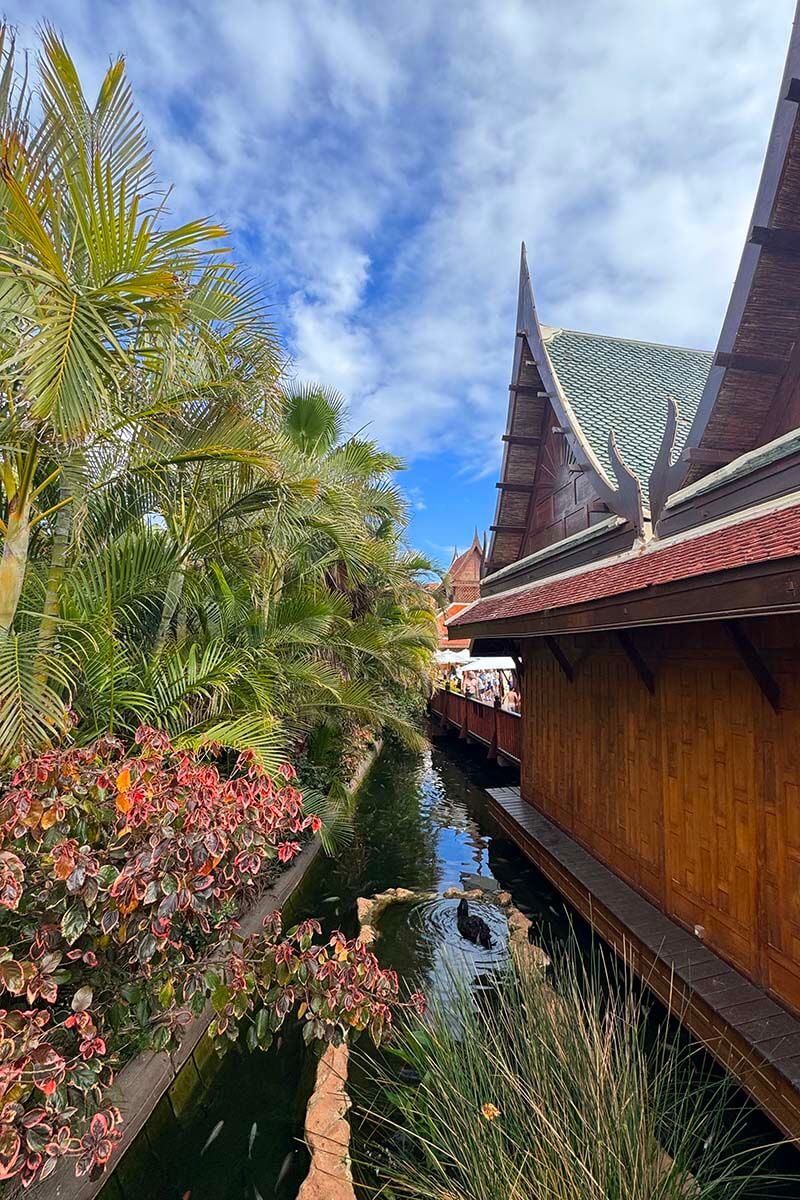 Thai floating village in Siam Park in Tenerife