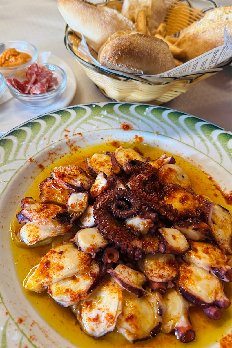 Pulpo a la gallega - grilled octopus at Restaurante Mesón del Norte in Tenerife