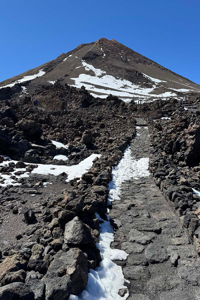 Walking path to Teide Volcano Crater in Tenerife Spain