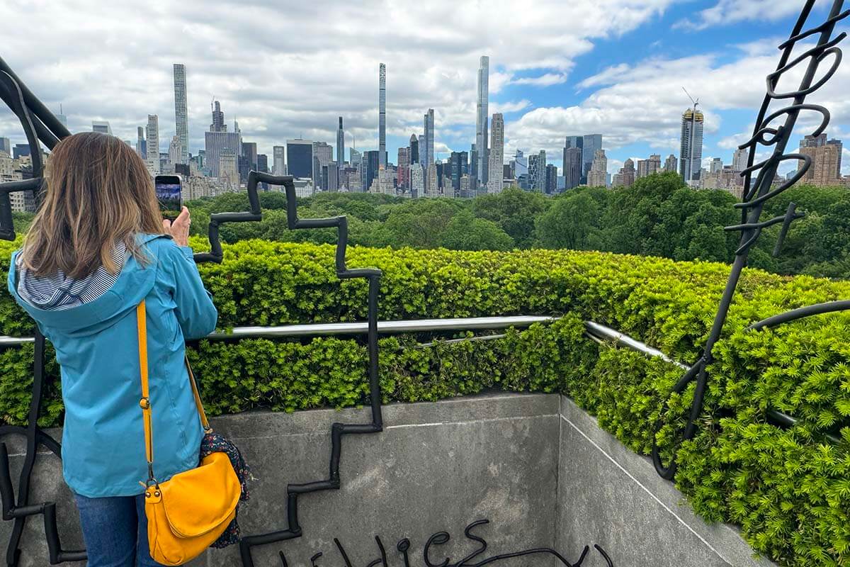 Manhattan skyline and Central Park view from the Cantor Roof Garden at The Met.