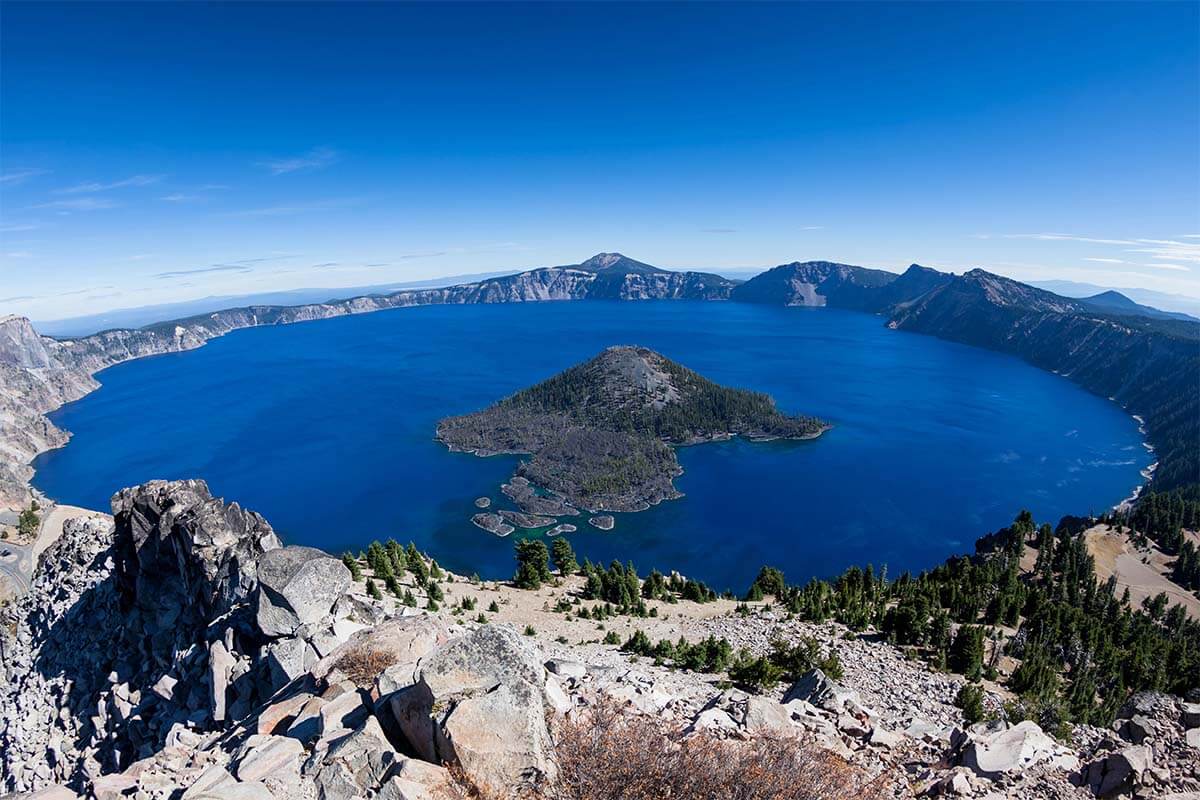 Crater Lake aerial view from Watchman Peak