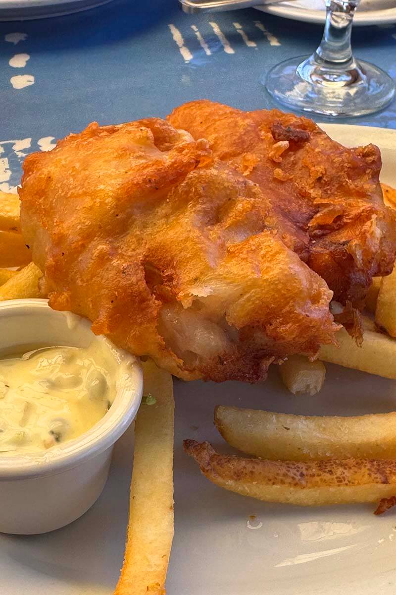 Fish & chips at Sandbar & Grill restaurant in Monterey