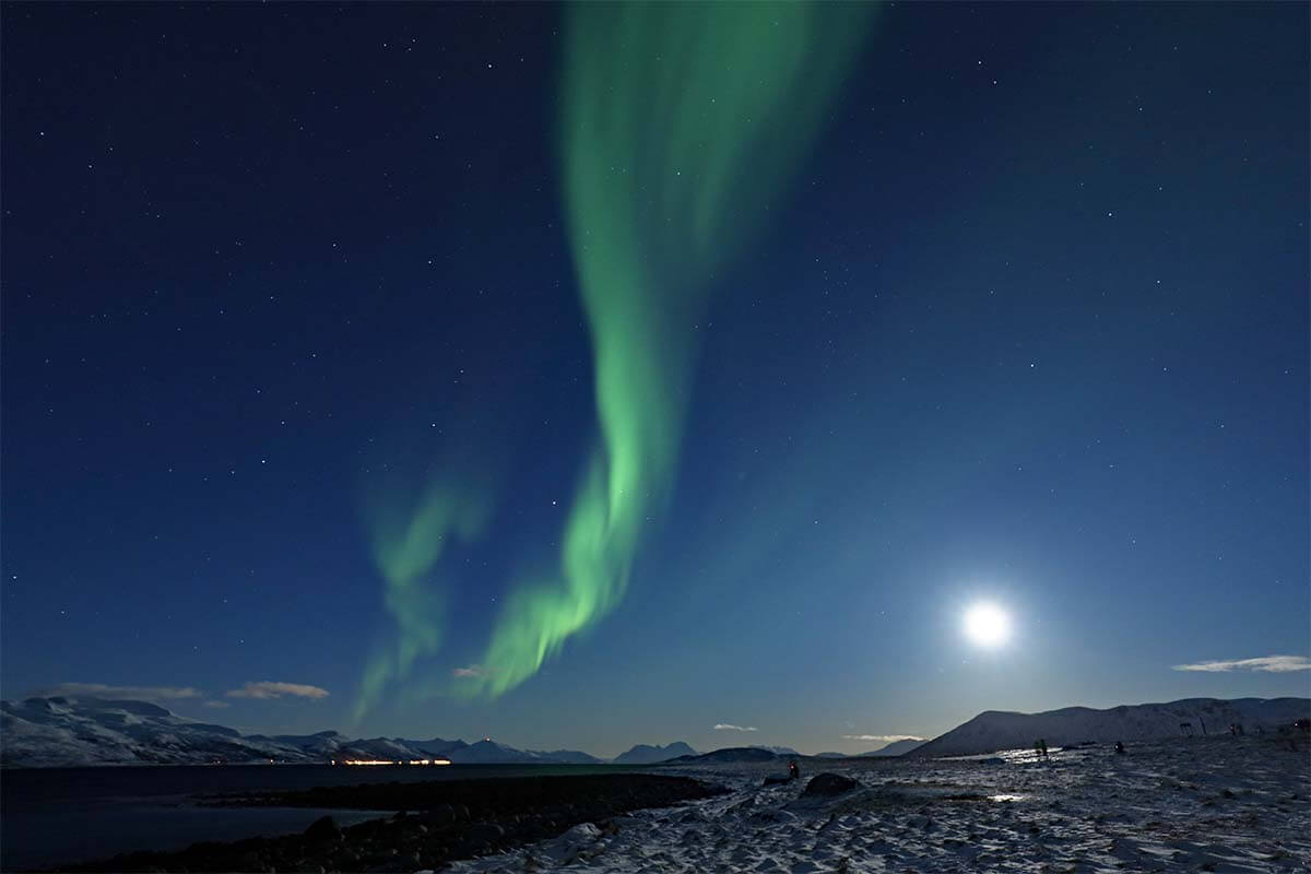 Northern Lights show during full moon - Northern Norway, one of the top destinations to see auroras