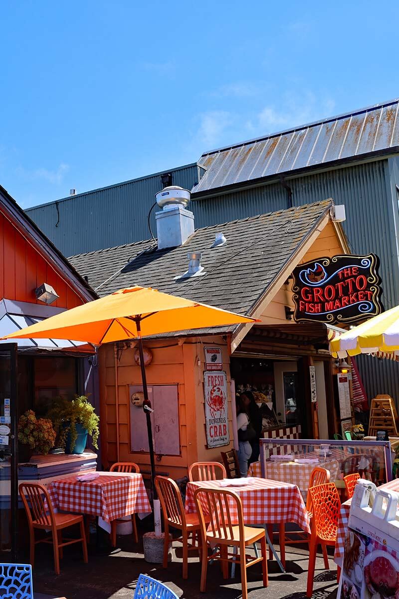 Seafood restaurants on Fisherman’s Wharf in Monterey California