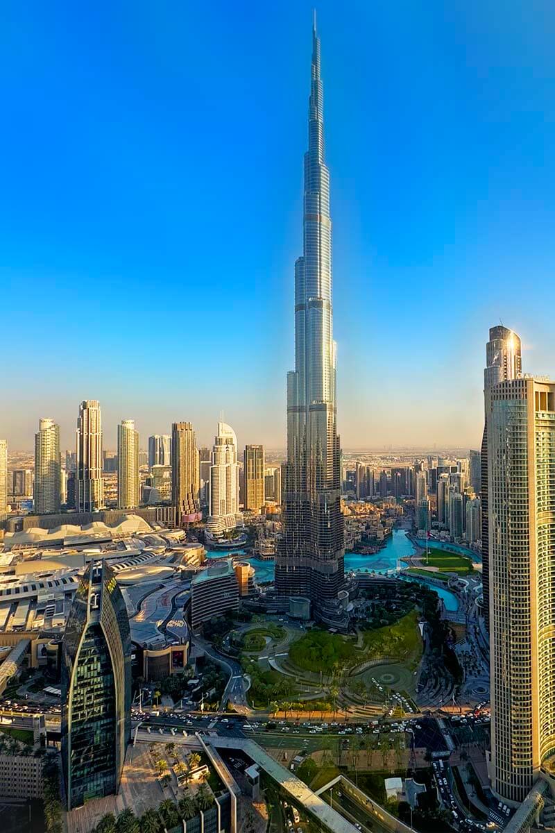 Dubai Downtown view with Dubai Mall and Burj Khalifa