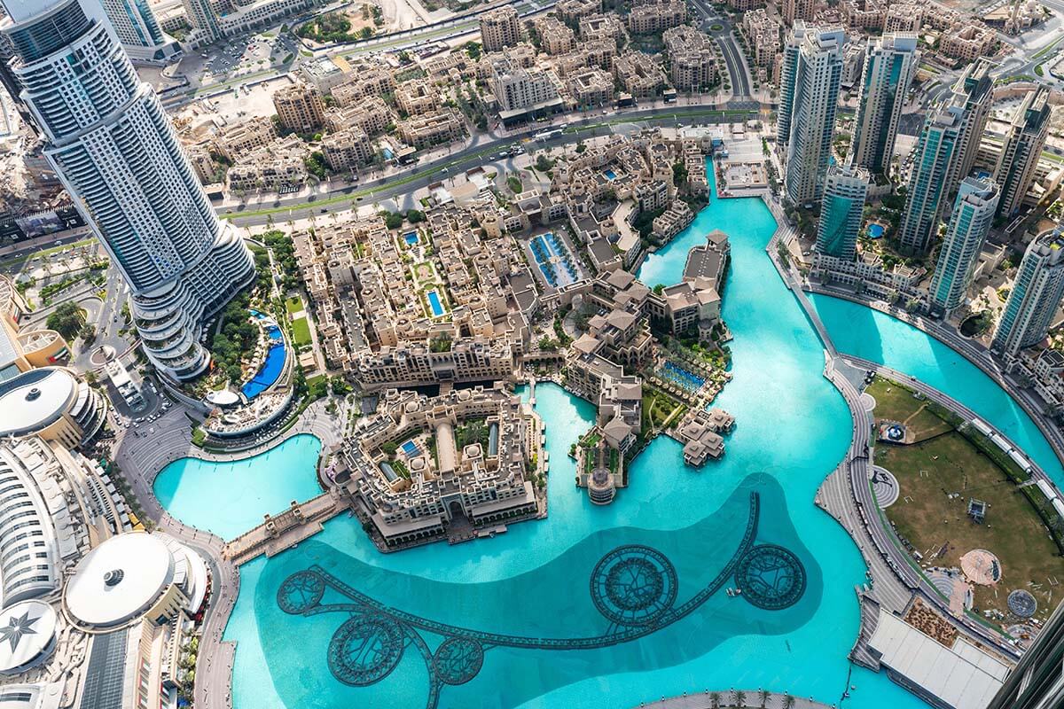 Dubai Fountains view from the top of Burj Khalifa