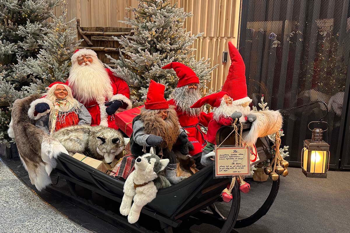 Christmas sled at Rovaniemi Airport in Finland