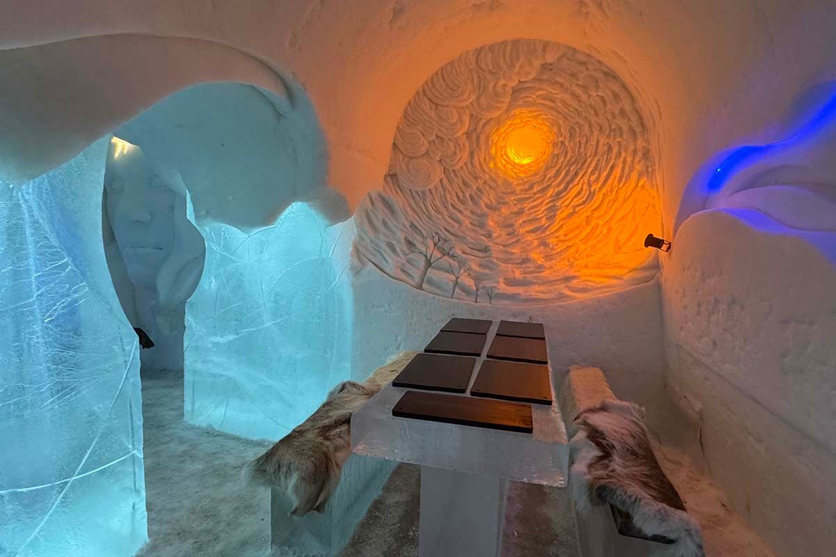 Ice restaurant at the Arctic SnowHotel in Lapland Finland
